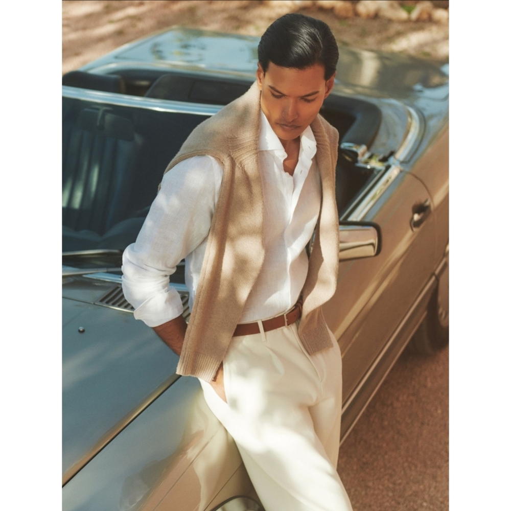 Reiss | Ruban Linen Button-Through Shirt in White Size Large
